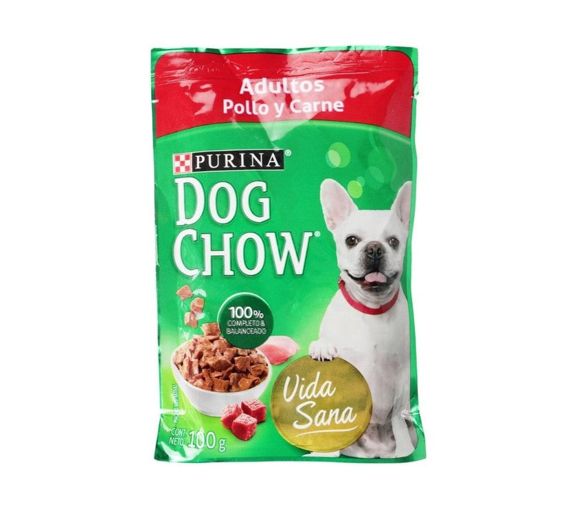 DOG CHOW POUCH ADULTO POLLO Y CARNE 100G